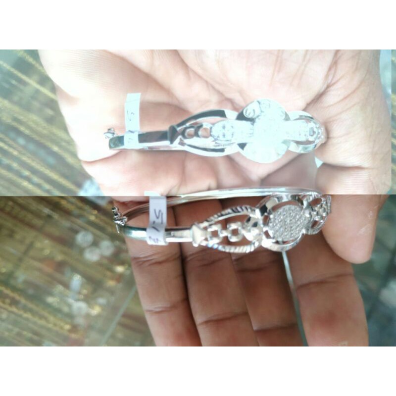 Gelang emas putih 750 model bangko