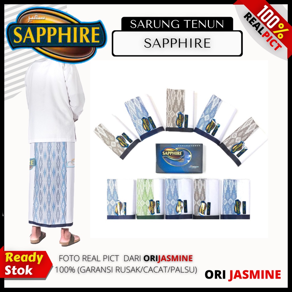 Sarung Tenun Sapphire Dewasa Polos Tumpal Hitam Putih