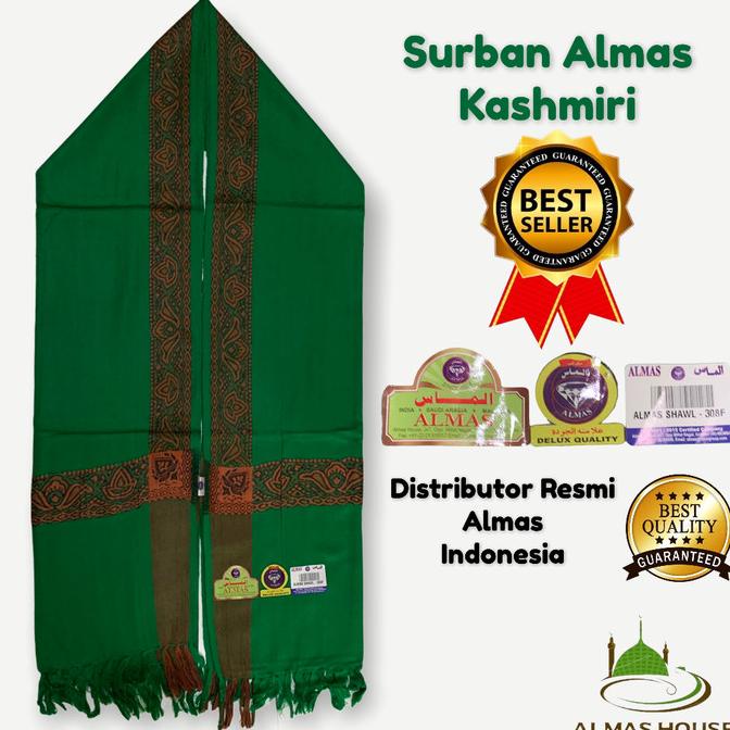 Sorban Deluxe Kashmiri Hijau + Warna | Shawl Almas 308F