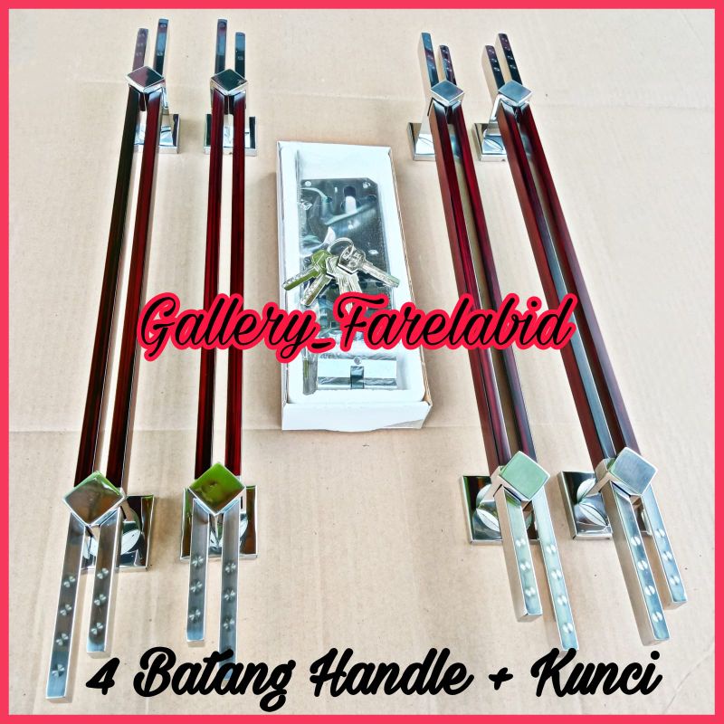 Handle Pintu Rumah Stainless Steel Grafir 60 Cm Full Set Body Kunci Gagang Pintu Modern 45 Cm Set Bodi Pelor Pegangan Pintu Kupu Tarung Pull Set Body Kunci Tarikan Pintu Utama Rumah Minimalis