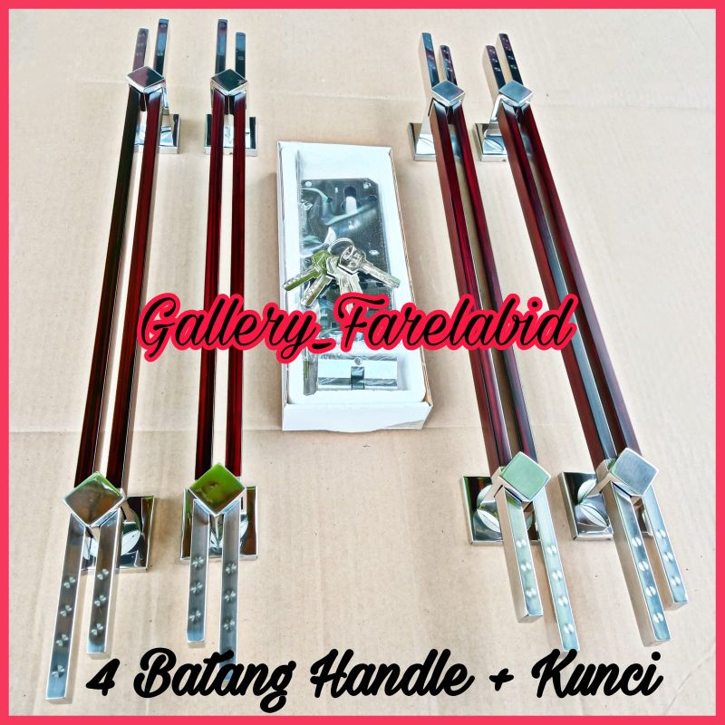 Handle Pintu Rumah Stainless Steel Grafir 45 Cm Set Body Pelor Gagang Pintu Rumah Modern Bodi Kunci Pegangan Pintu Kupu Tarung Tarikan Pintu Rumah Utama Minimalis