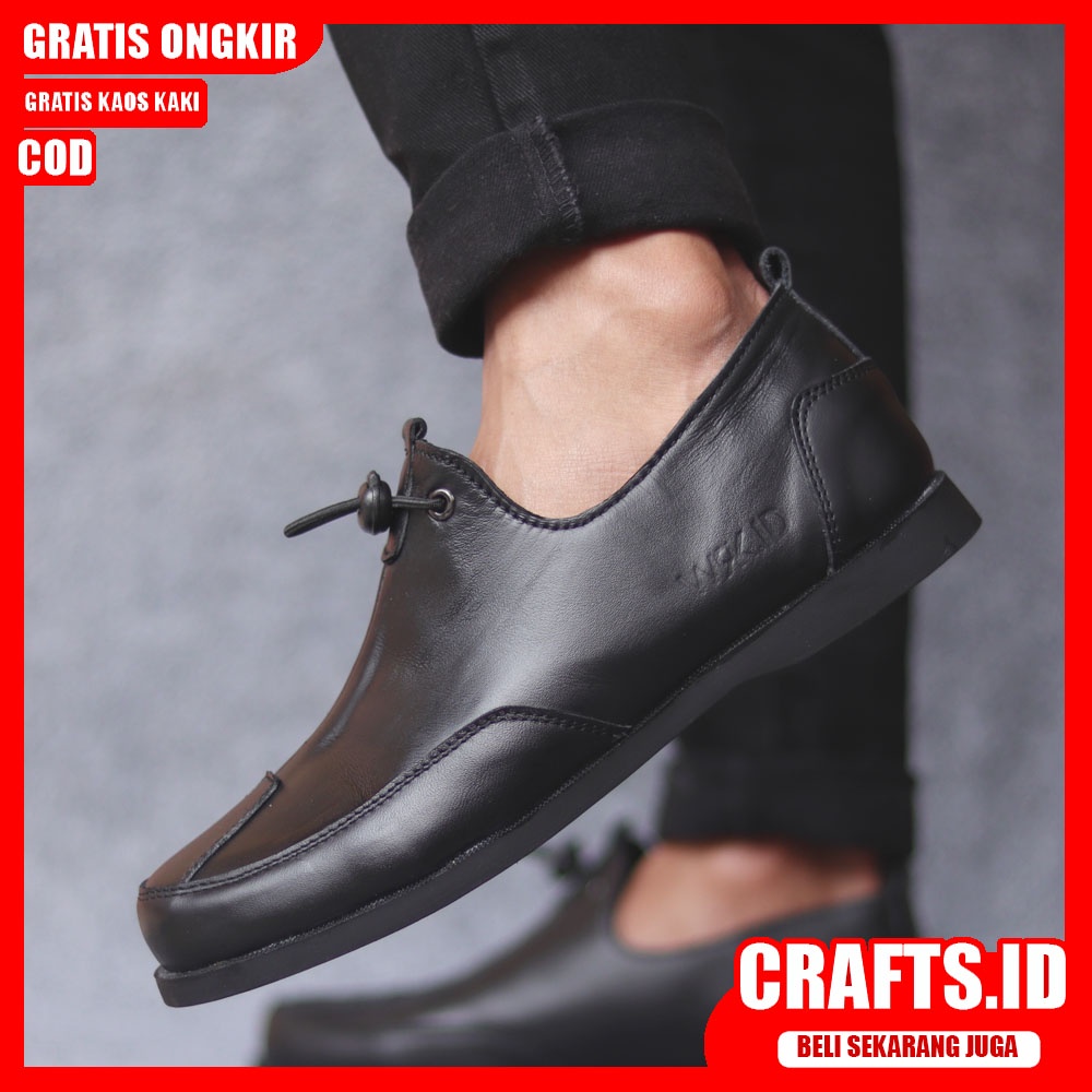 CRAFTS X OYA Sepatu Kasual Pria Sepatu Pria Casual Kerja Cowok/Cowo Sepatu Kulit Asli Sepatu Kantor Semi Formal Kuliah Gaya Santai Kekinian Murah Terlaris