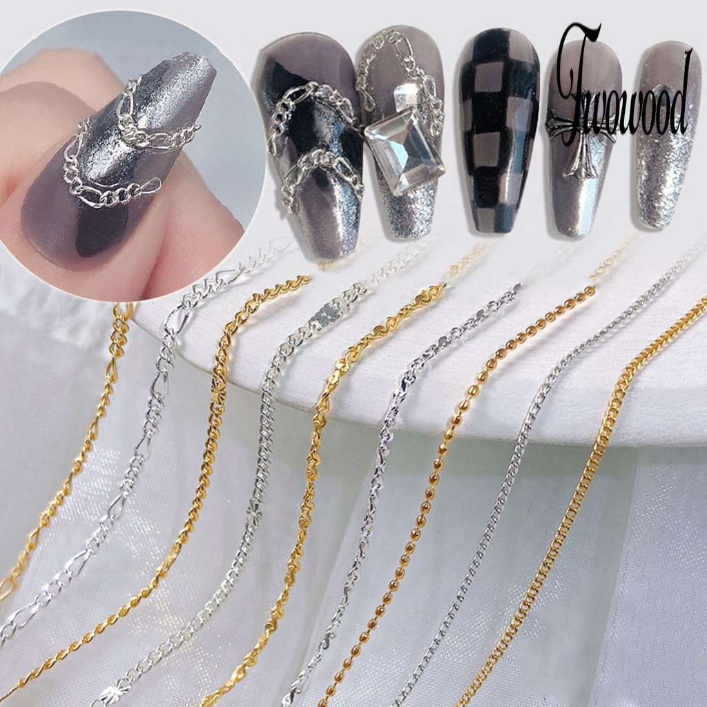 Rantai Kuku 3D Serbaguna Bahan Metal Untuk Manicure Charms