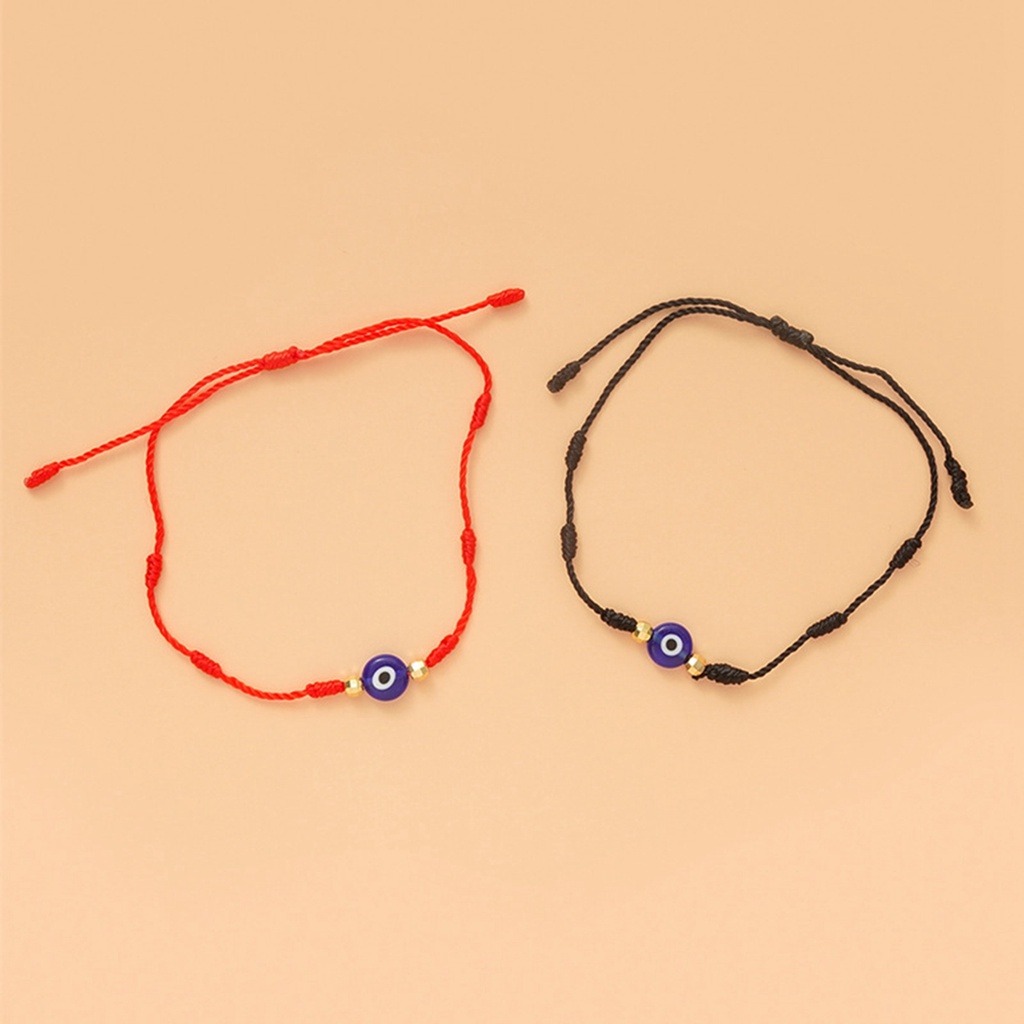 Hu Hu Hu Hu Hu Alat Bantu Pasang Kacamata♡ 6pcs Gelang Tangan Tali Anyam Aksen Mata Iblis 7 Simpul Untuk Pria / Wanita