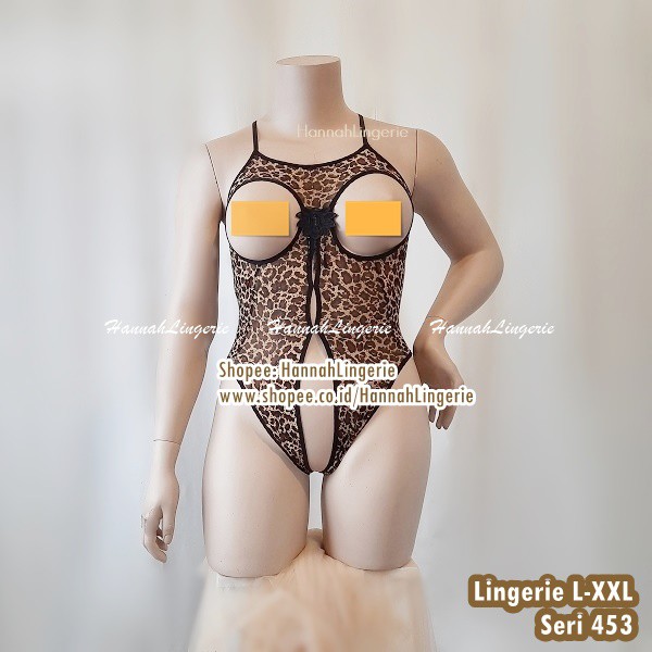 L XL XXL Lingerie One Pieces by Hannah Lingerie Big Size Baju Ukuran Besar Motif Leopard Macan 453