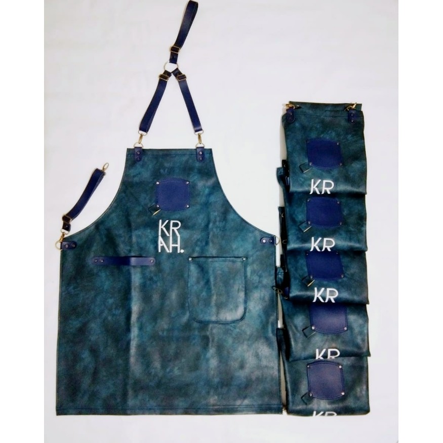 Full apron barista celemek cafe apron barbershop celemek cukur rambut Black/hitam pu leather quantum premium for barista