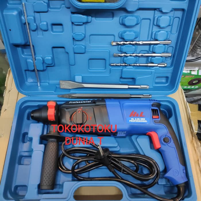 Mesin Bor Bobok Beton Rotary Hammer H&amp;L HL 2-26 DRE Set Mata Bobok