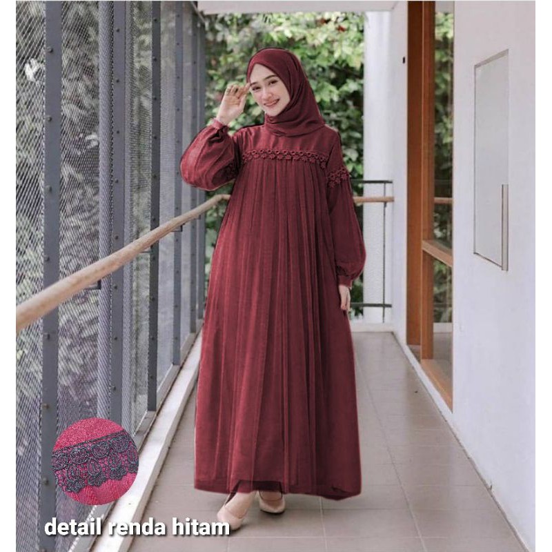 ELDE 12 - Maxi nuraini dress termurah TILE KELILING S M L XL XXL GAMIS NURNIA gamis renda pesta arab mewah murah terbaru premium Maxi Zoya / couple kemeja Kekinian Pakaian Wanita