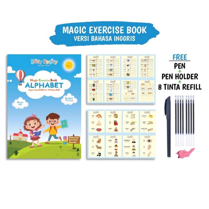 Mainan Edukasi Buku Belajar Menulis Huruf Angka Magic Exercise Book