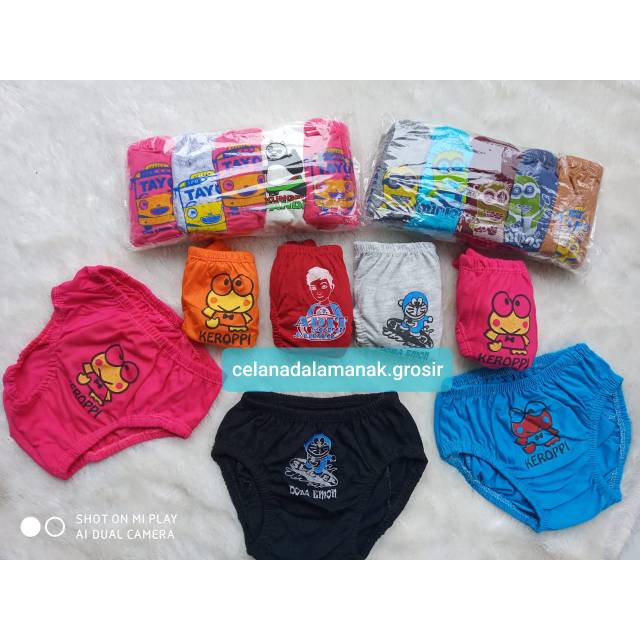 10pcs celana dalam anak karakter cowok / cd sablon cowok / cd karakter cewek