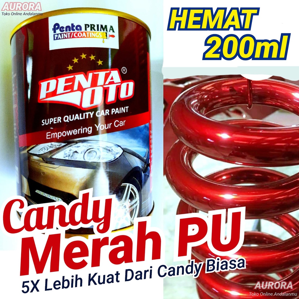 Cat Candy Tone Merah PU Penta Oto 200 gram Candytone Transparan Candy Red Mera Cat Motor Mobil 200 m