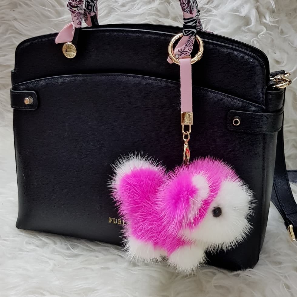 dogie mink fur 12cm bag charm doll