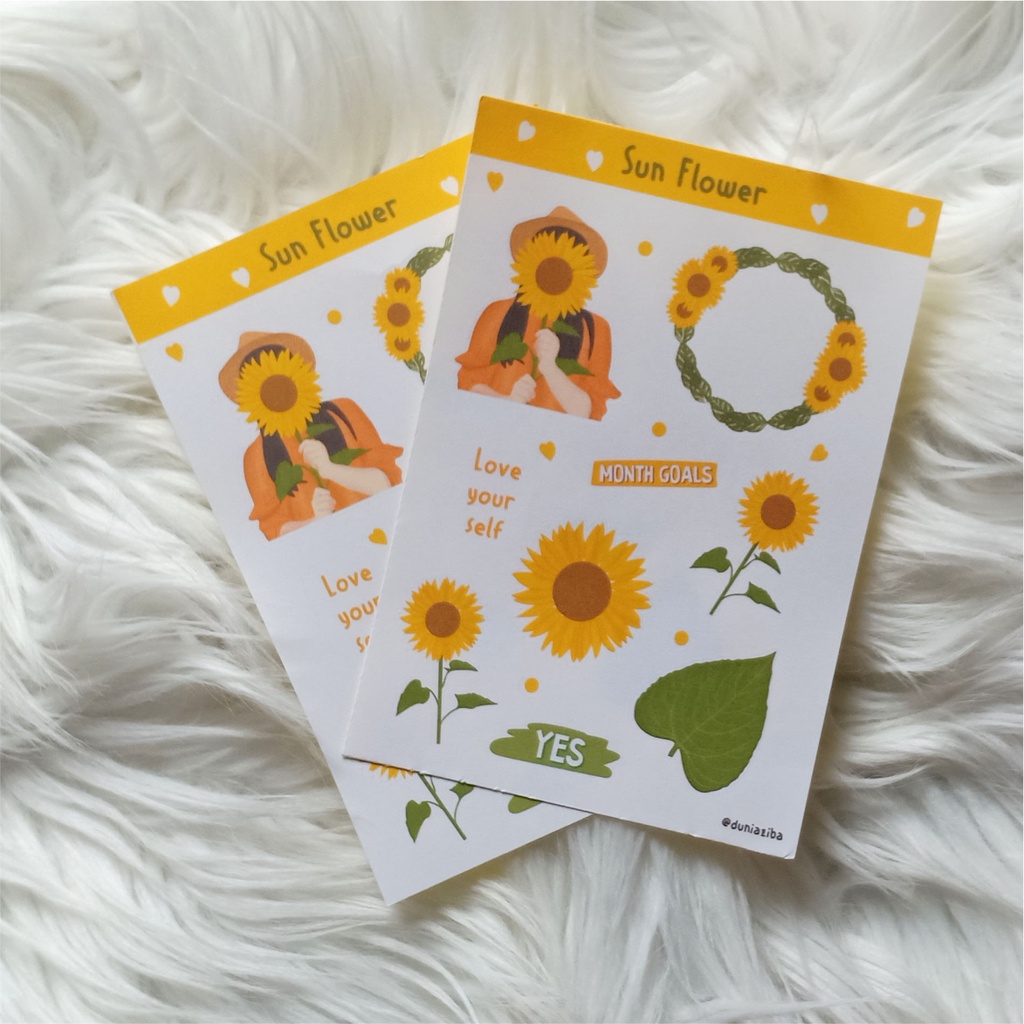 

Sticker sheet mini Kiss cut sticker sun flower untuk journal/scrapbook