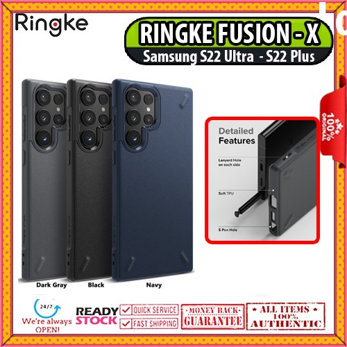 Original Case Samsung Galaxy S22 Ultra Plus RINGKE ONYX TPU Cover Casing - S22 Ultra, Black