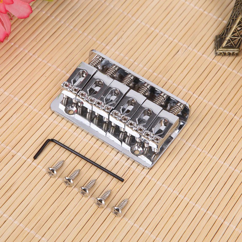 Terlaris 1 Set 65mm Gitar 6 Saddle Tetap Bridge Untuk Gitar Listrik Dengan Sekrup Sliver Diskon