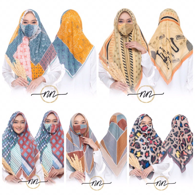 PROMO_Jilbab Masker Voal model Zipper, bahan Voal motif Premium, hijab model seleting, HARGA GROSIR