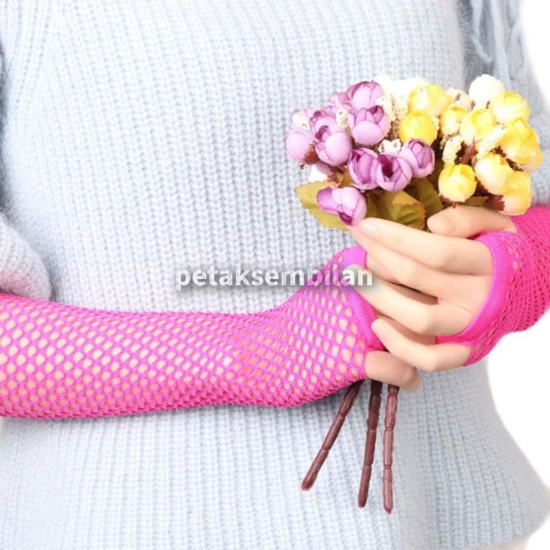 Sarung Tangan Manset Jala Jaring Fingerless Fishnet Gloves