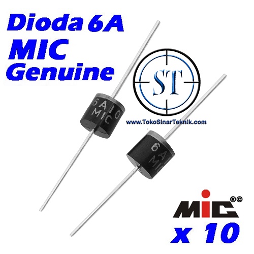 10Pcs Dioda 6A MIC Diode 6 Ampere Rectifier Penyearah TV 6A10 ASLI kualitas Bagus