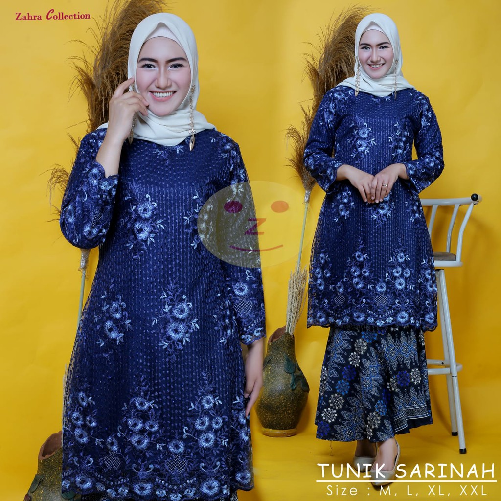 SET TUNIK TULLE BORDIR SARINAH / SET TUNIK PESTA