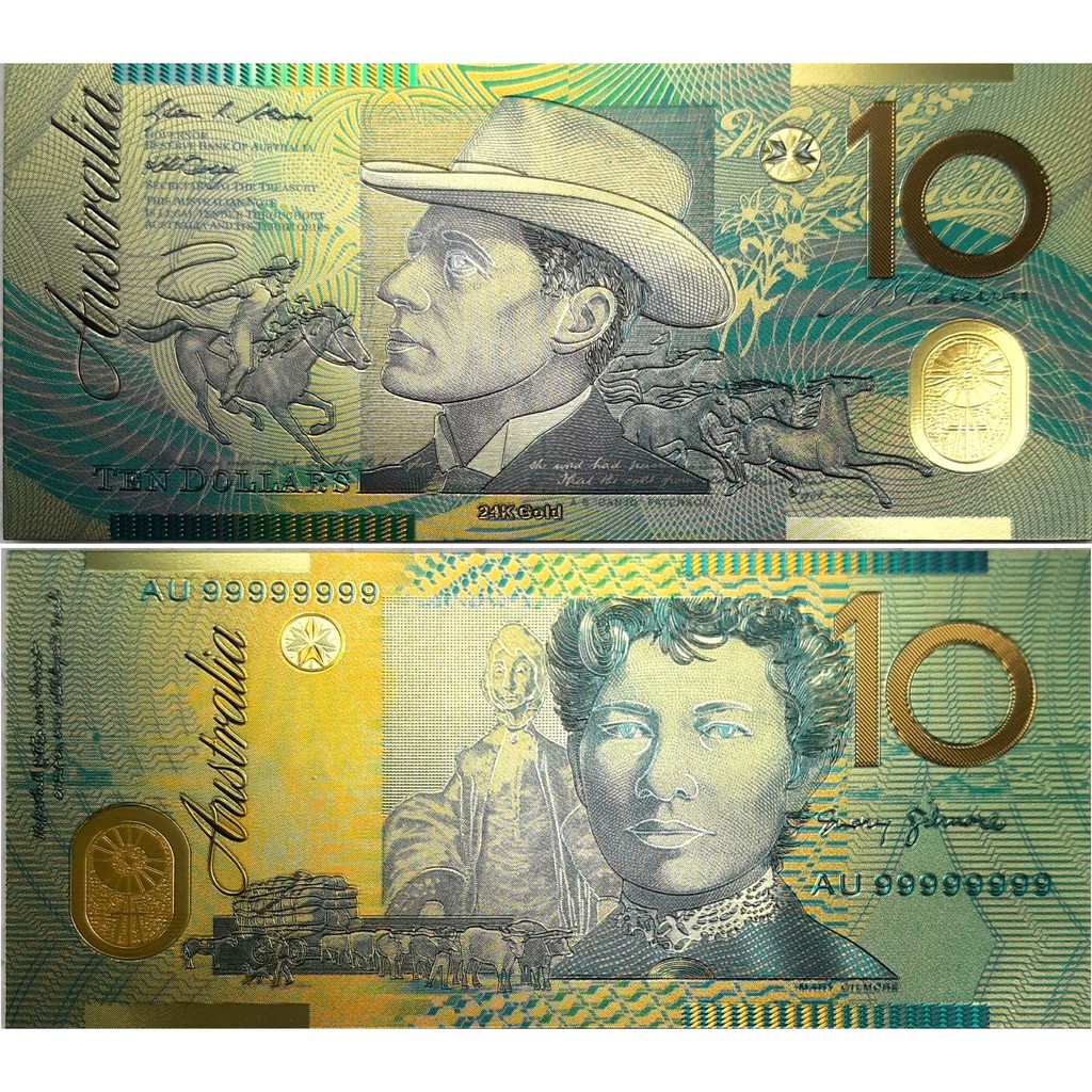 UANG GOLD FOIL AUSTRALIA 10 DOLAR