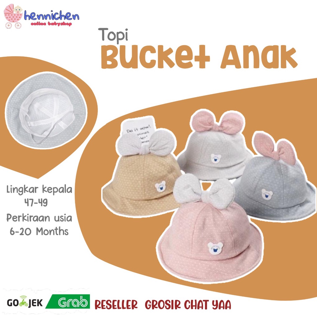 IMPORT TOPI BUCKET ANAK BAYI BALITA PEREMPUAN DENGAN PITA PREMIUM BEARYABOO