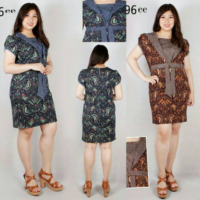Dress big size batik dress ukuran besar batik dress jumbo fashion baju wanita big size batik jumbo