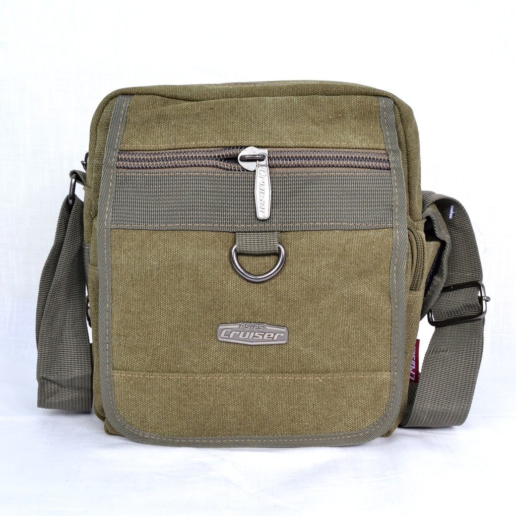 Tas Bahu Selempang Kanvas Pria Canvas Sling Bag Cruiser Pria 5 Res Import 7659-1