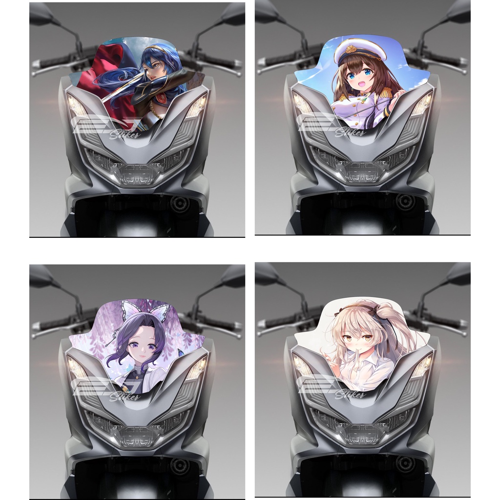 STIKER WINSHIELD VISOR PCX / STIKER MIKA DEPAN PCX / STIKER TAMENG PCX  ANIME GIRLS