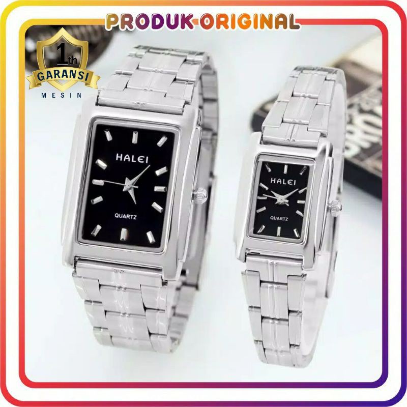 COD JAM TANGAN COUPLE HALEI ORIGINAL 321 RANTAI SILVER WATER RESISTANT STAINLES STEEL