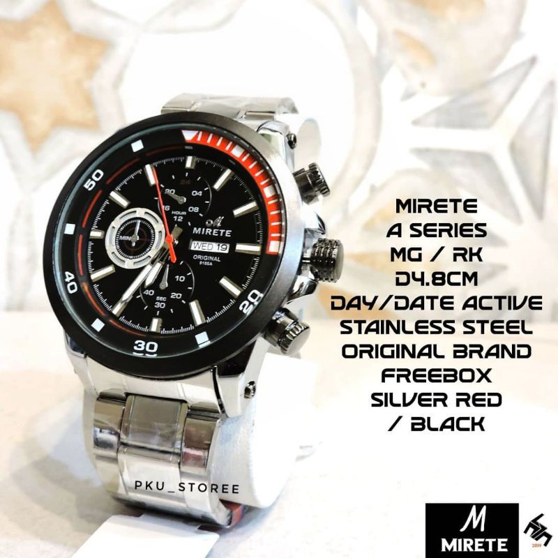 JAM TANGAN PRIA MIRETE ORIGINAL RANTAI STAINLIS STEEL