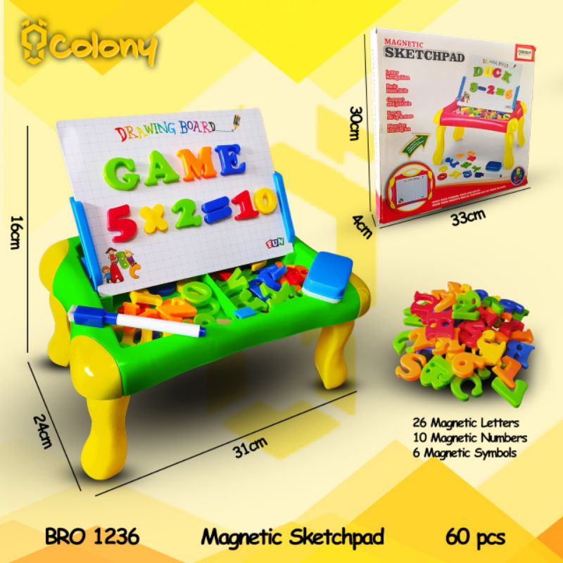 

BRO1236 Meja Belajar Papan Tulis Magnet Huruf Angka Whiteboard White Board
