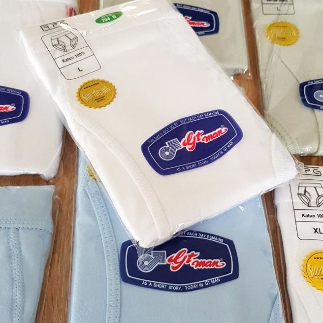GT Man 704 GTMan 704B 704BW - Celana Dalam Underwear Brief Pria Katun - Putih Biru Abu Cokelat - Isi 1