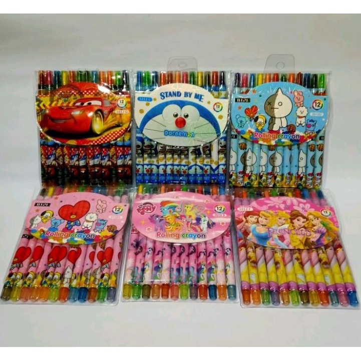 

Crayon Putar 12 Warna Panjang / Krayon Puter Fancy / Kerayon Murah / Twist Crayon Motif