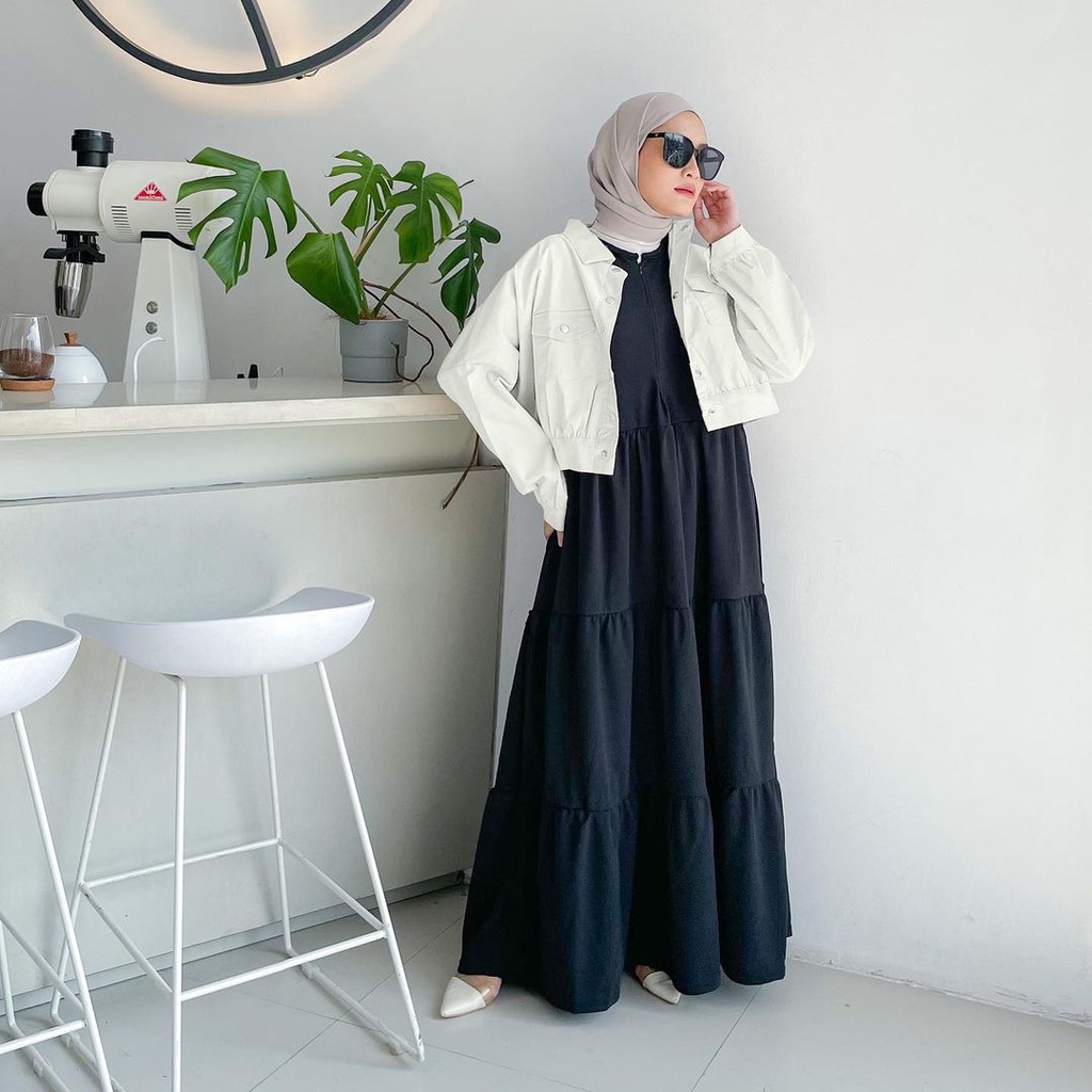 Basic Inner Rempel Dress Flare Bahan Jersey Tanpa Lengan - Iner Gamis Wanita Blazer Tebal Nyaman Terbaru