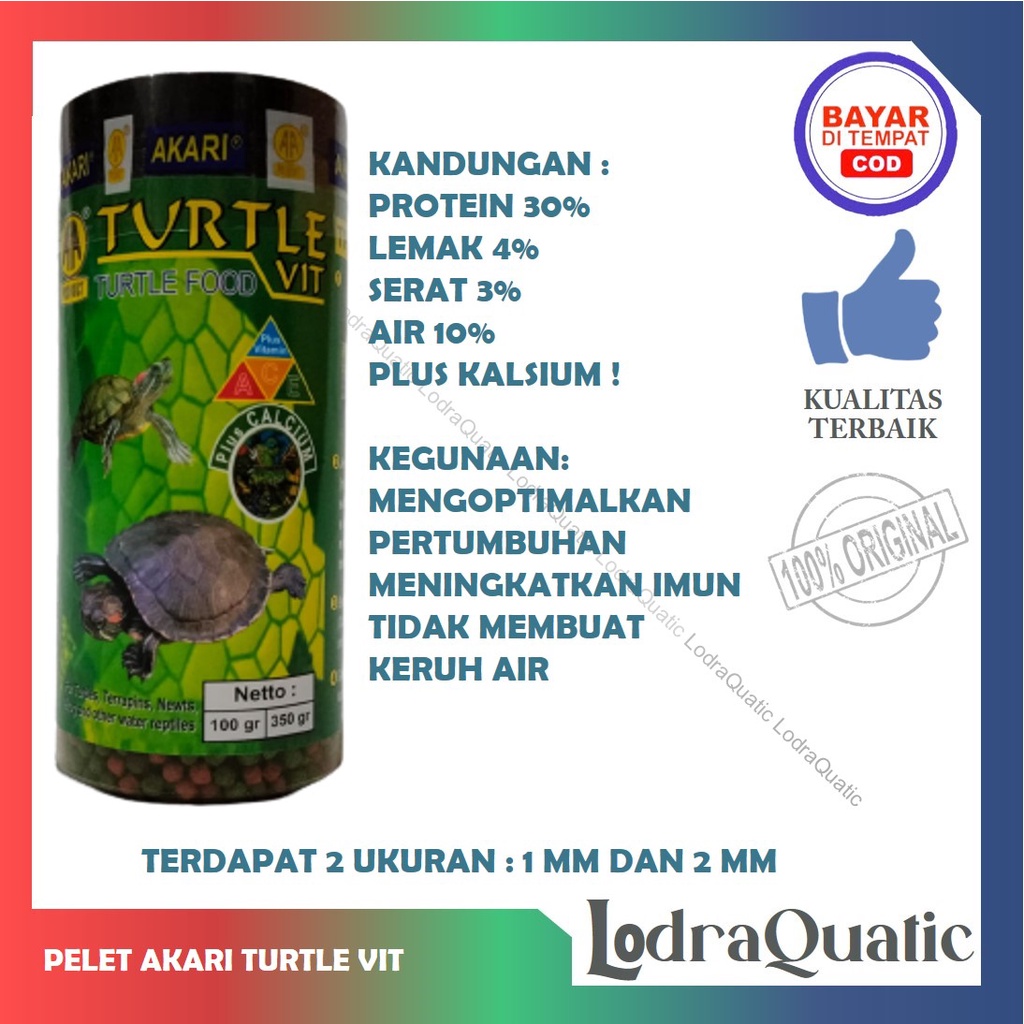 PELET AKARI TURTLE VIT IMMUNE BOOSTER AKARI TURTLE VIT PELET KURA KURA PELET KADAL AIR PELET SALAMANDER PELET TERAPIN PELET REPTIL AIR