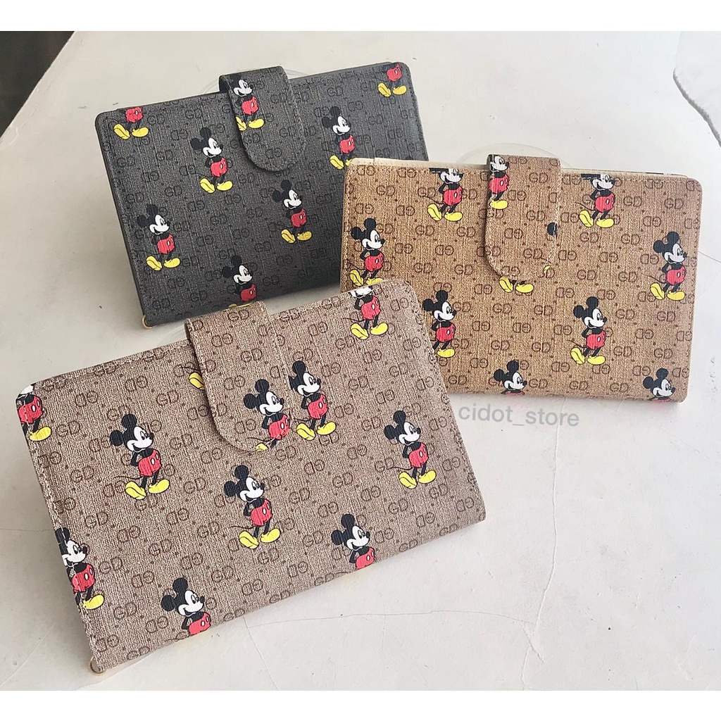 New HPO Dompet Wallet Lipat Motif MICKY MOUSE Muat Banyak Kartu Type HP Andro terbaru