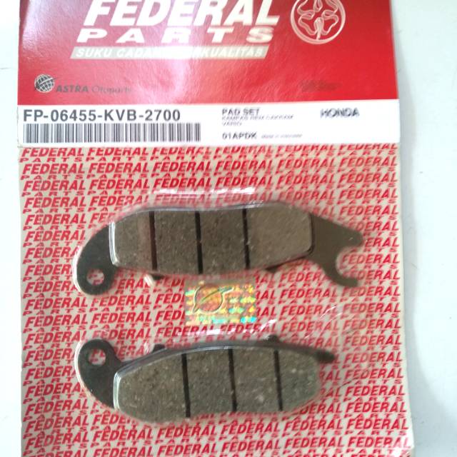 Kampas rem depan Honda Vario 150 CC 2018 keatas merk federal by PT.astra otoparts