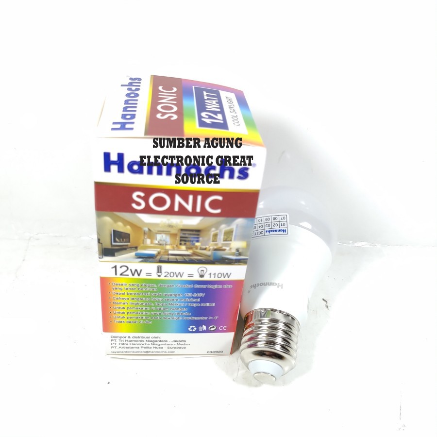 Hannochs Sonic Lampu LED 12W Cahaya Putih Super Terang SNI Garansi 1 T