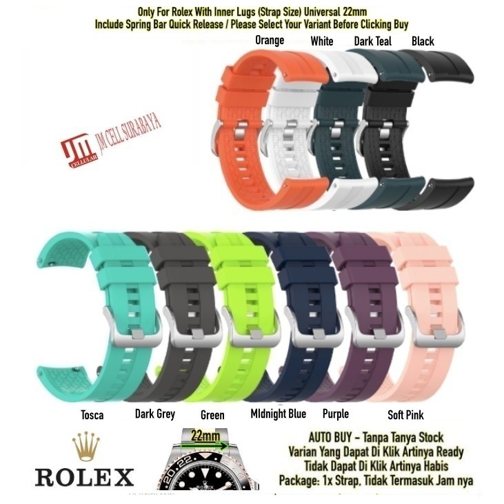 XLF Tali Jam 22mm Watch Strap Rolex - Rubber SIlikon Metal Buckle