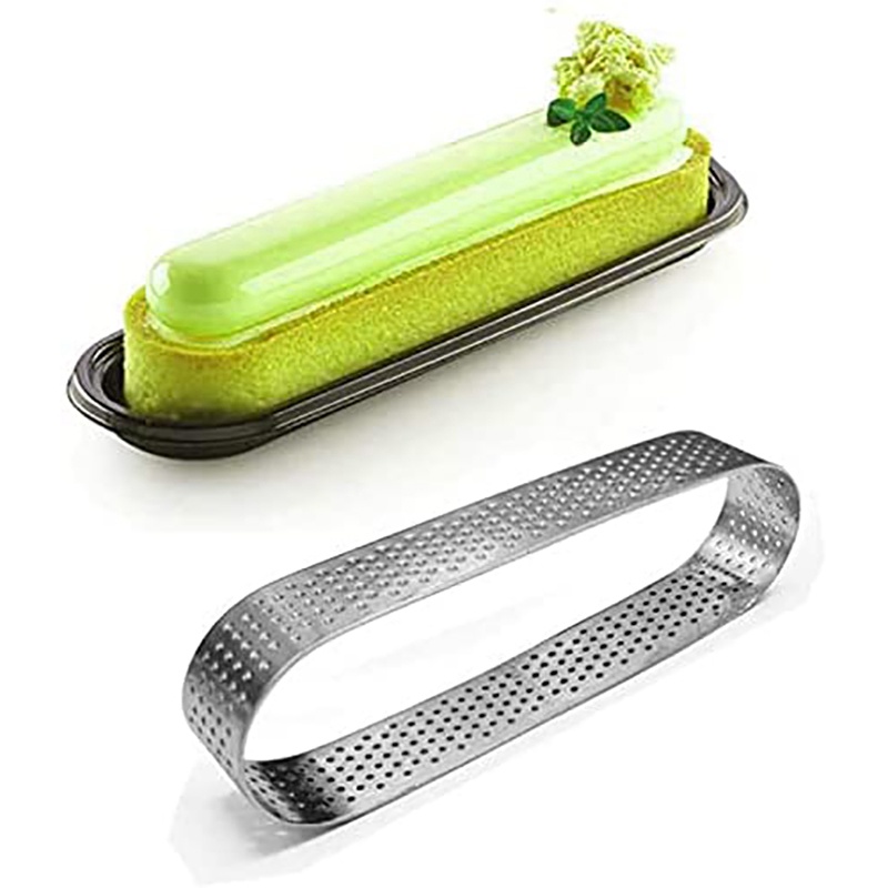 12pcs Cetakan Tartlet Oval French Dessert Mousse Buah Pie Tart Ring Quiche Cake Mold, Stainless Steel Tart Mousse Ring