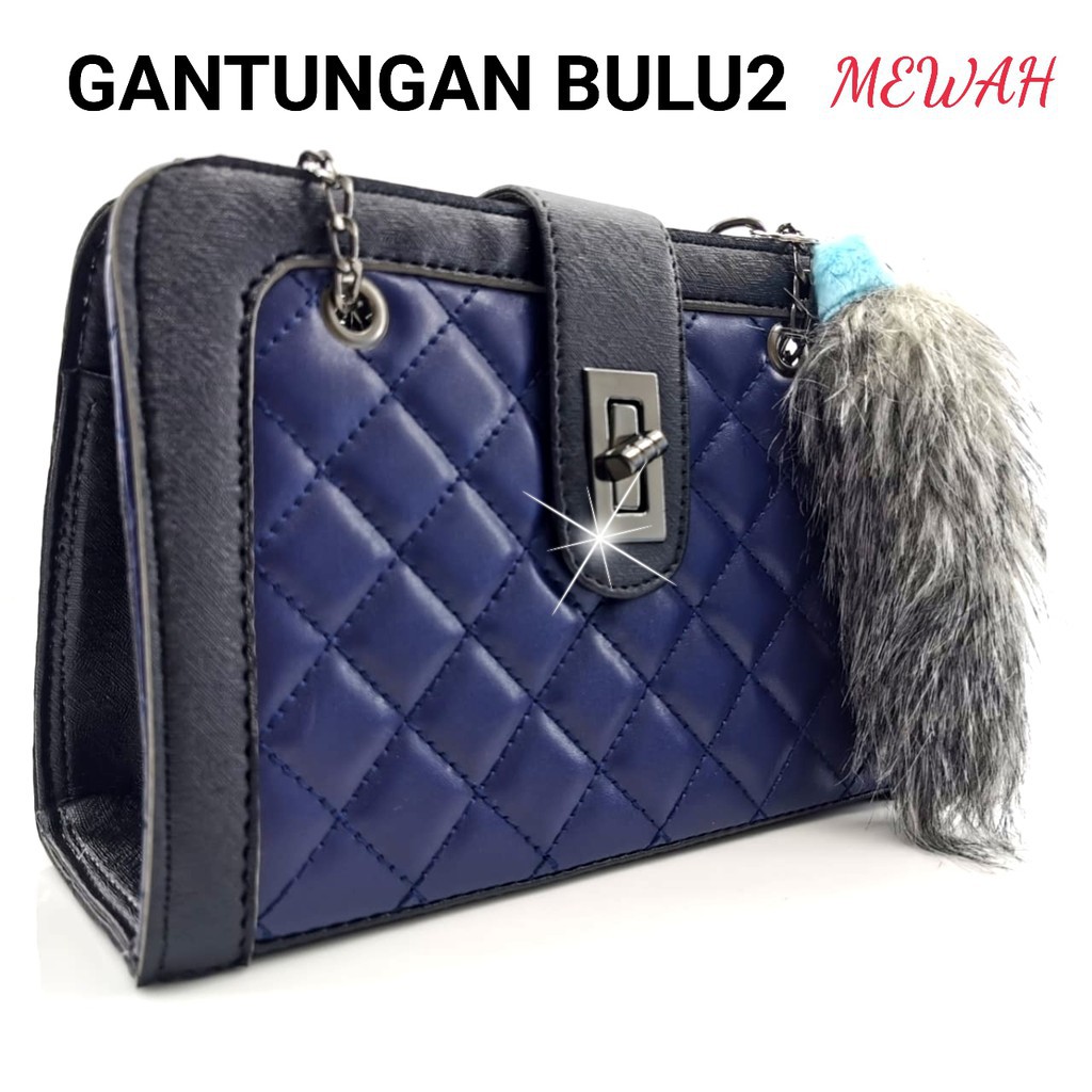 GANTUNGAN TAS  BULU - GANTUNGAN KUNCI MEWAH FASHION WANITA PRIA AKSESORIS RTTS