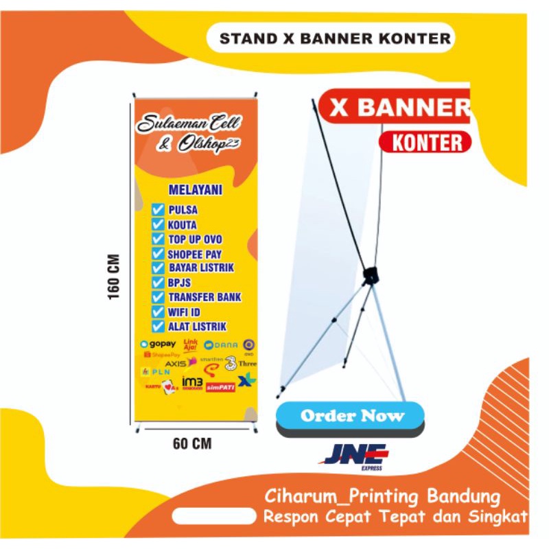 Spanduk Konter Pulsa Stand Banner Pulsa X Banner Konter Pulsa