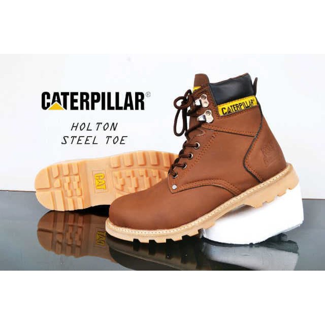 Sepatu Boots Safety CAT Holton Sepatu Pria SAfety Ujung Besi / Sepatu Kerja Outdoor termurah