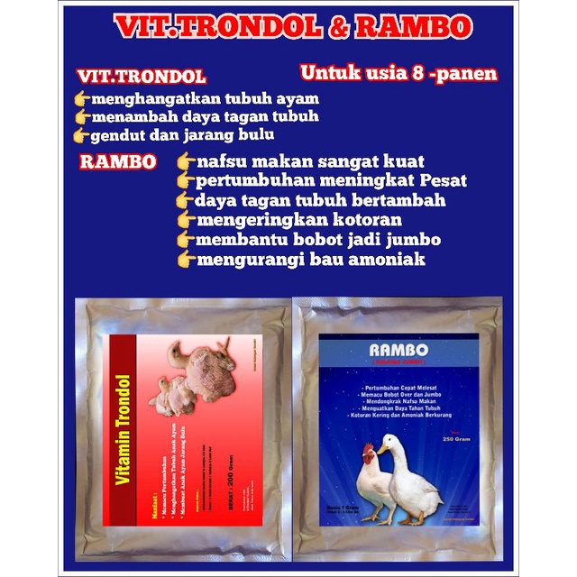 vitamin ayam-vitrond-rambo-broiler-pejantan-joper-bebek dll