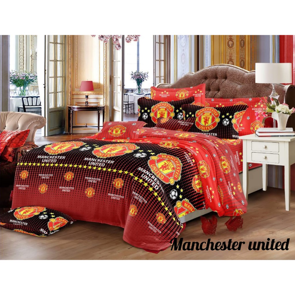 Sprei motif bola MU ukuran no. 180x200