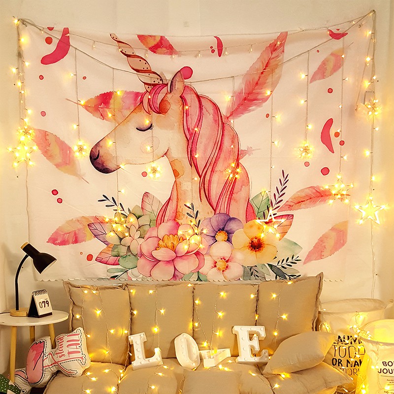 Tirai Permadani Gantung Dinding Motif Print Kartun Unicorn Tirai Permadani Gantung Dinding Motif Print Kartun Unicorn