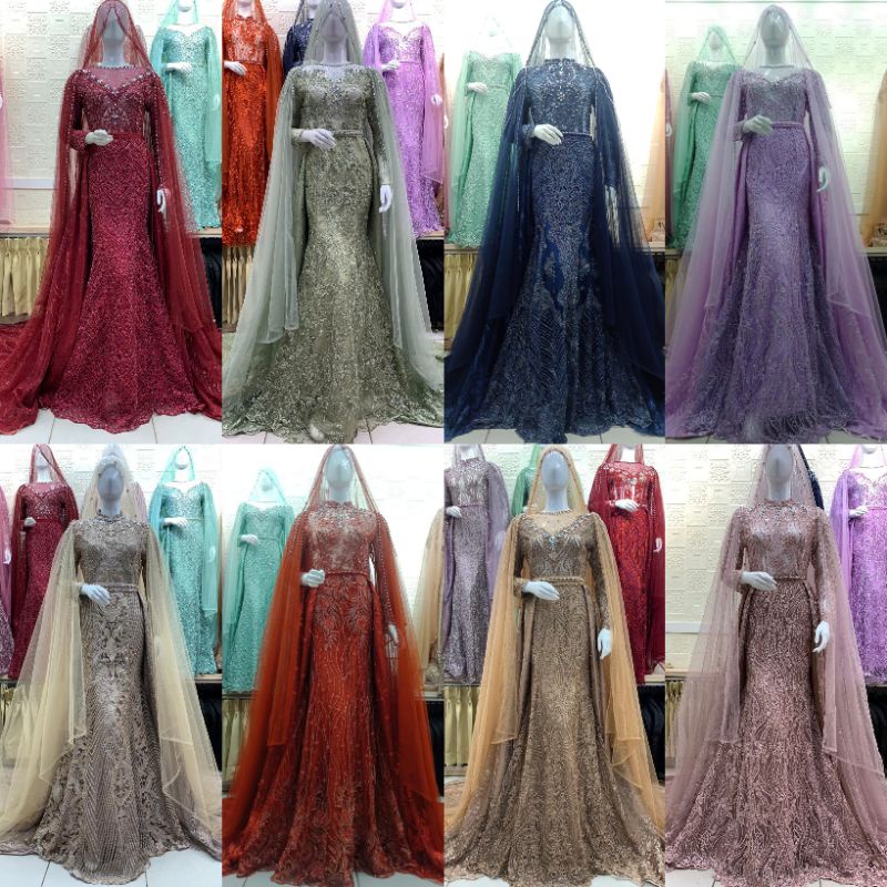 GAUN PENGANTIN JUBAH FULL PAYET//GAUN WEDDING MEWAH MODERN//GAUN SLIM