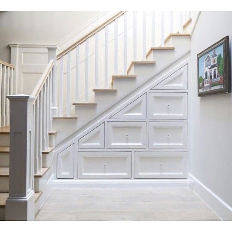 lemari tangga full laci, lemari custom bawah tangga, cabinet custom bawah tangga