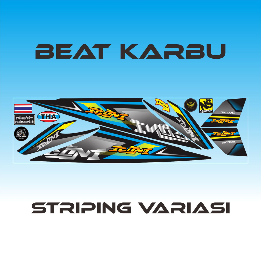 COD STIKER STICKER STRIPING BEAT KARBU - STIKER LIS VARIASI HONDA BEAT KARBU RACING - BIRU VARIASI
