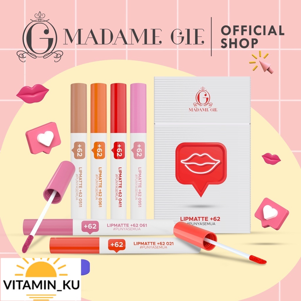 Madame Gie Lip Matte +62 - Make Up Lipstick | Lip Cream #Vitamin_KU